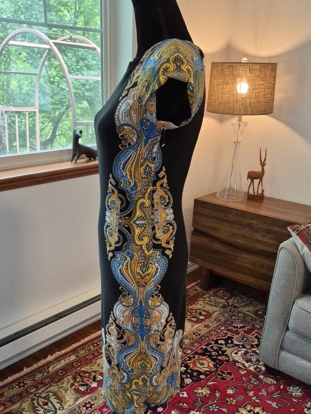 CACHE Y2K Long Body Con Sheath Dress Black Medium NWT - Picture 4 of 7